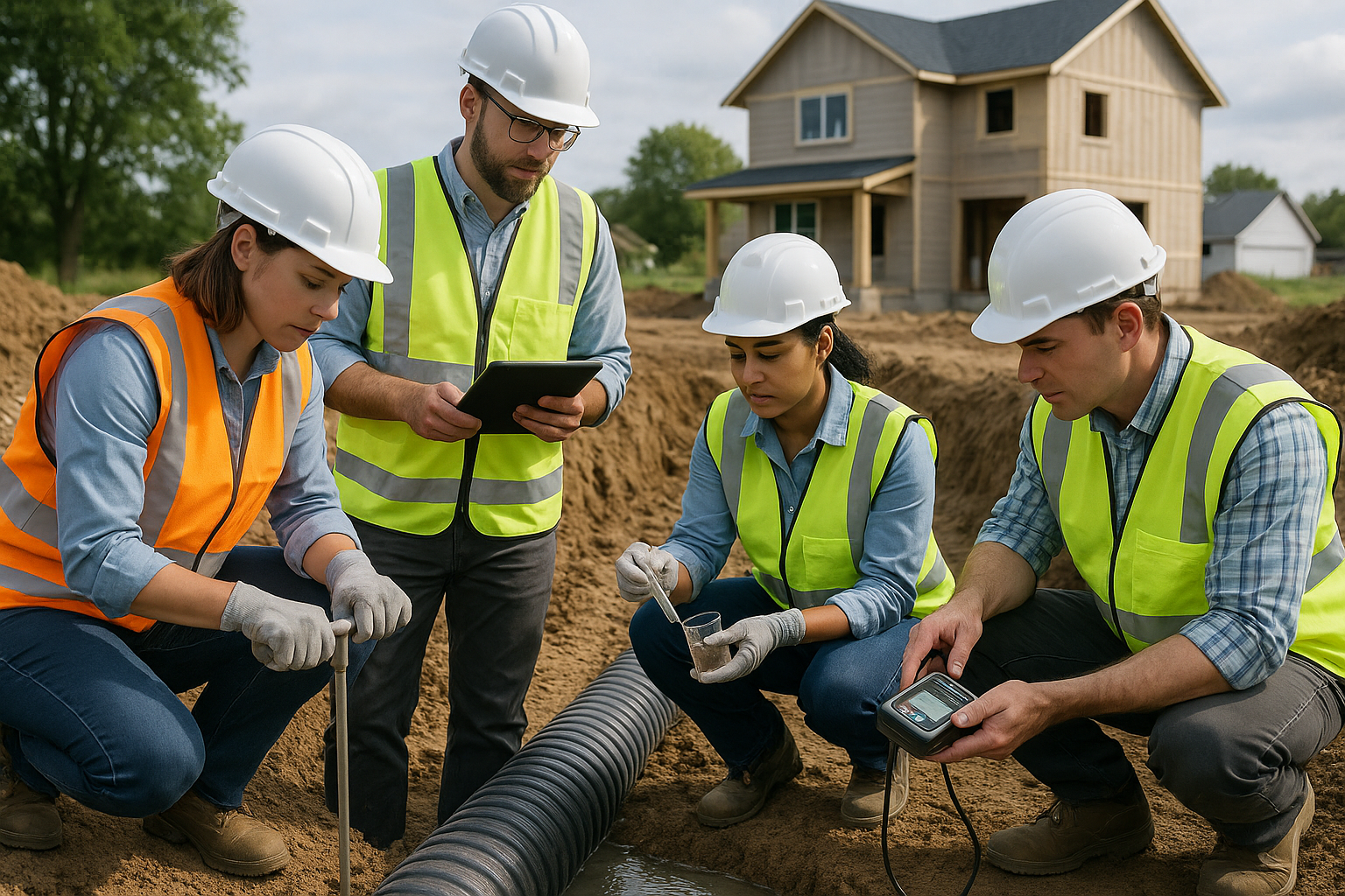 Étude d’assainissement : l’expertise du groupe géotec au service des projets 2 Étude d'assainissement sur le terrain